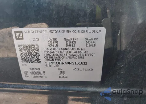 2022 Chevrolet Blazer Awd 2Lt z USA, uszkodzony, nr VIN 3GNKBHR40NS161611